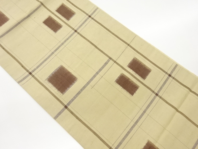JAPANESE FUKURO OBI / TSUMUGI / WOVEN ABSTRACT GRID